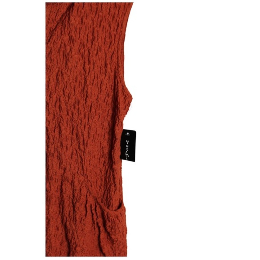 Yushi Womens M Crinkle Tunic Sleeveless Top Rust/Red Stretch Artsy Unique - Picture 3 of 5